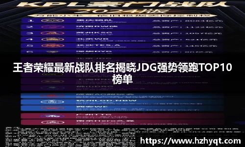 王者荣耀最新战队排名揭晓JDG强势领跑TOP10榜单